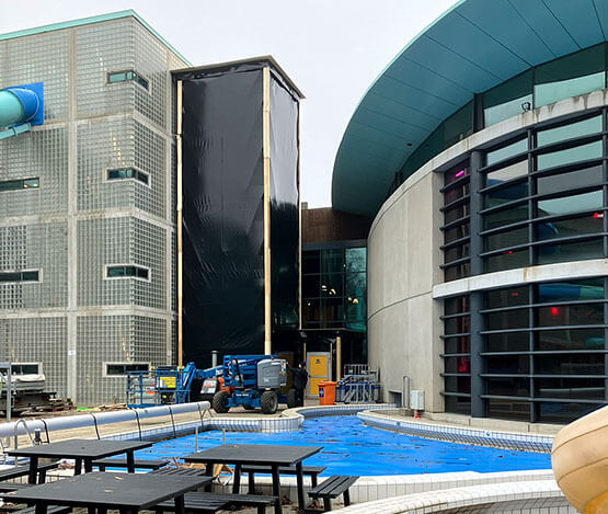 tijdelijke trappentoren zwembad sportiom